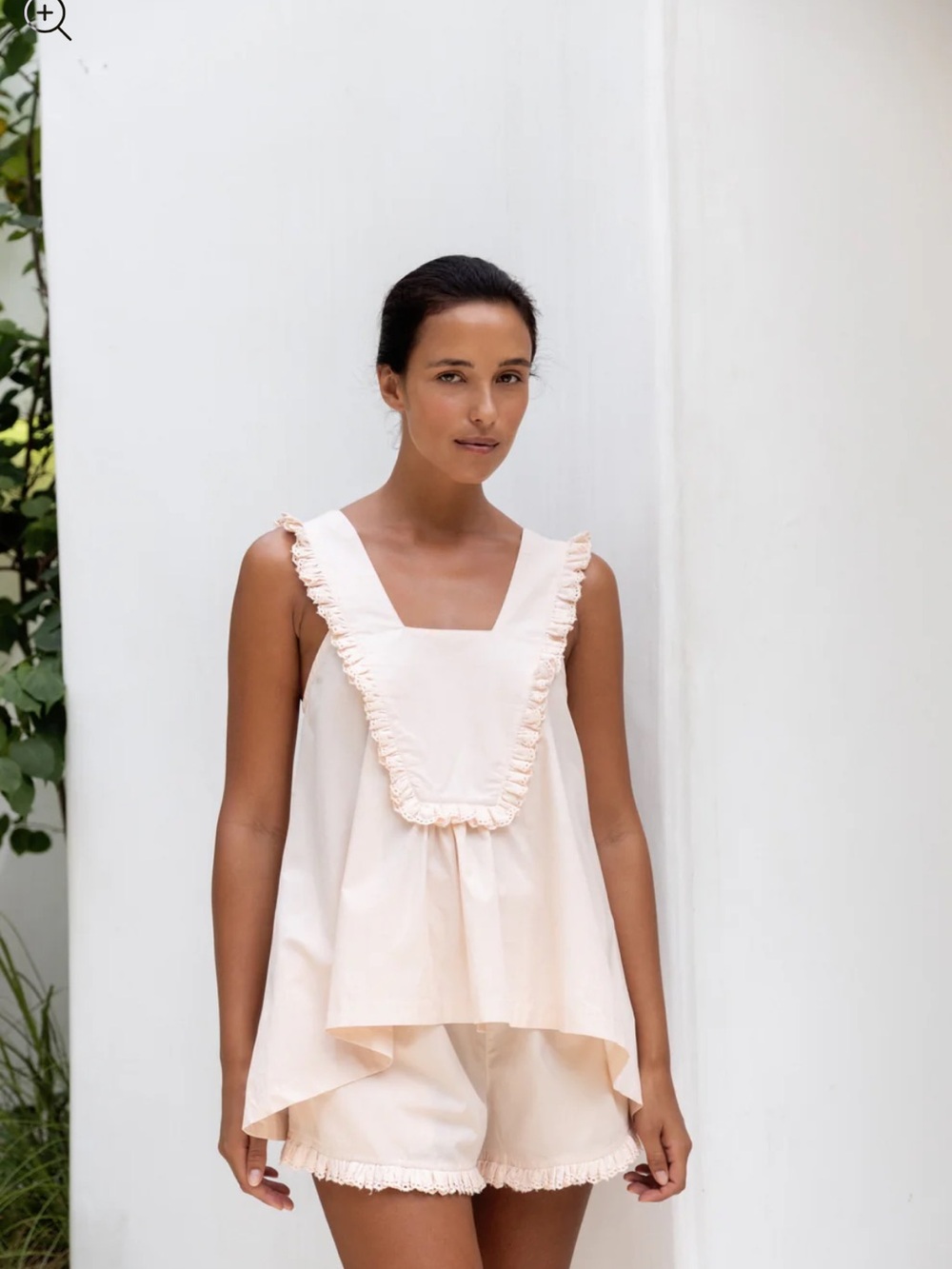 Ruffle-Trim Two-Piece Pajama Set in Pale Peach NWT - Picture 6 of 13